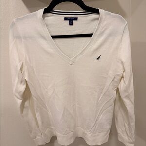 Nautica Women's Off-White V-Neck Sweater